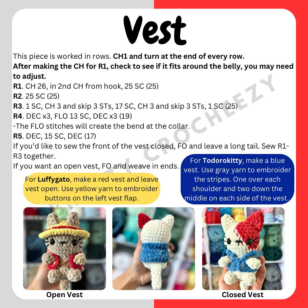 Free Crochet Pattern: Amigurumi Vest & Bucket Hat