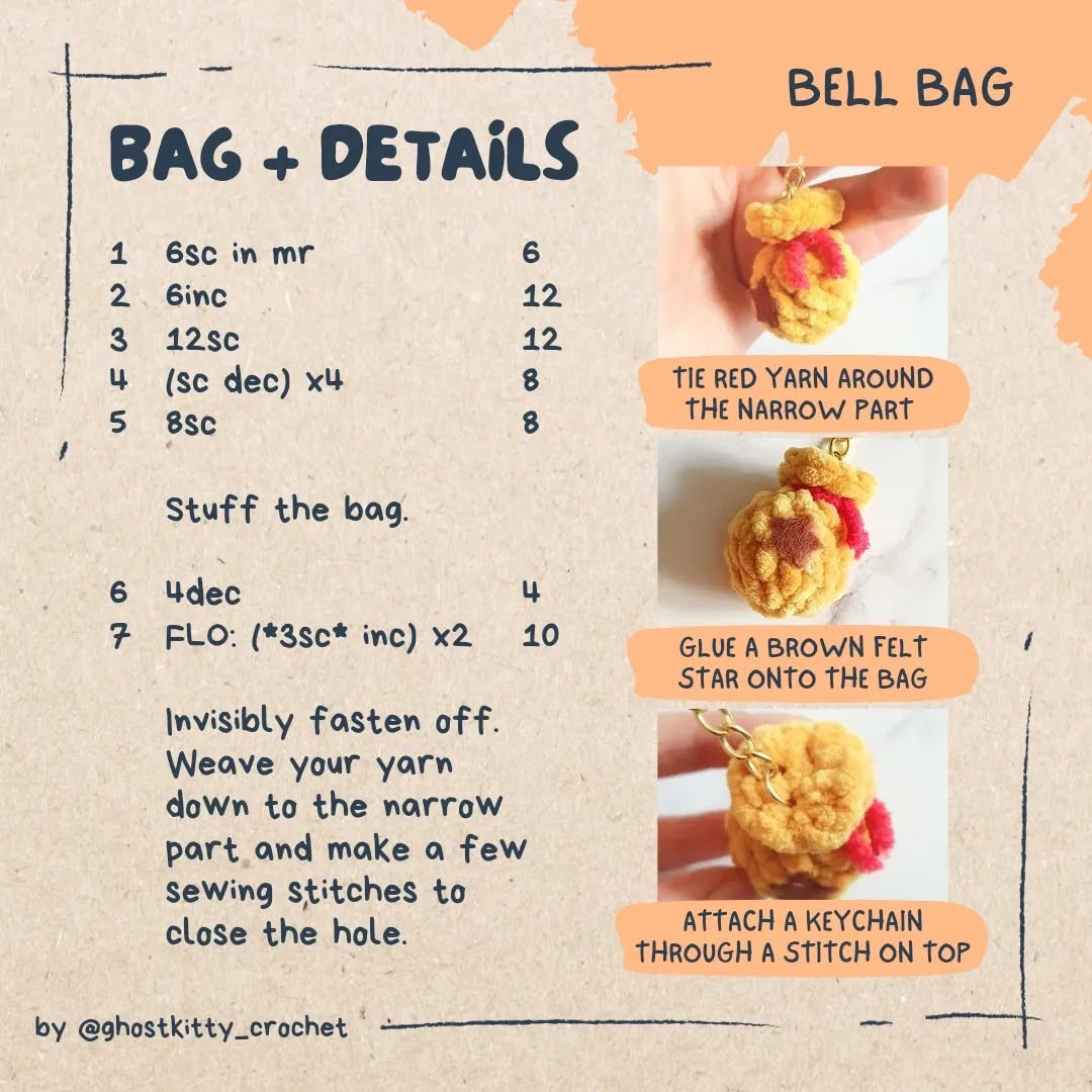Free Crochet Pattern: Animal Crossing Bell Bag Keychain