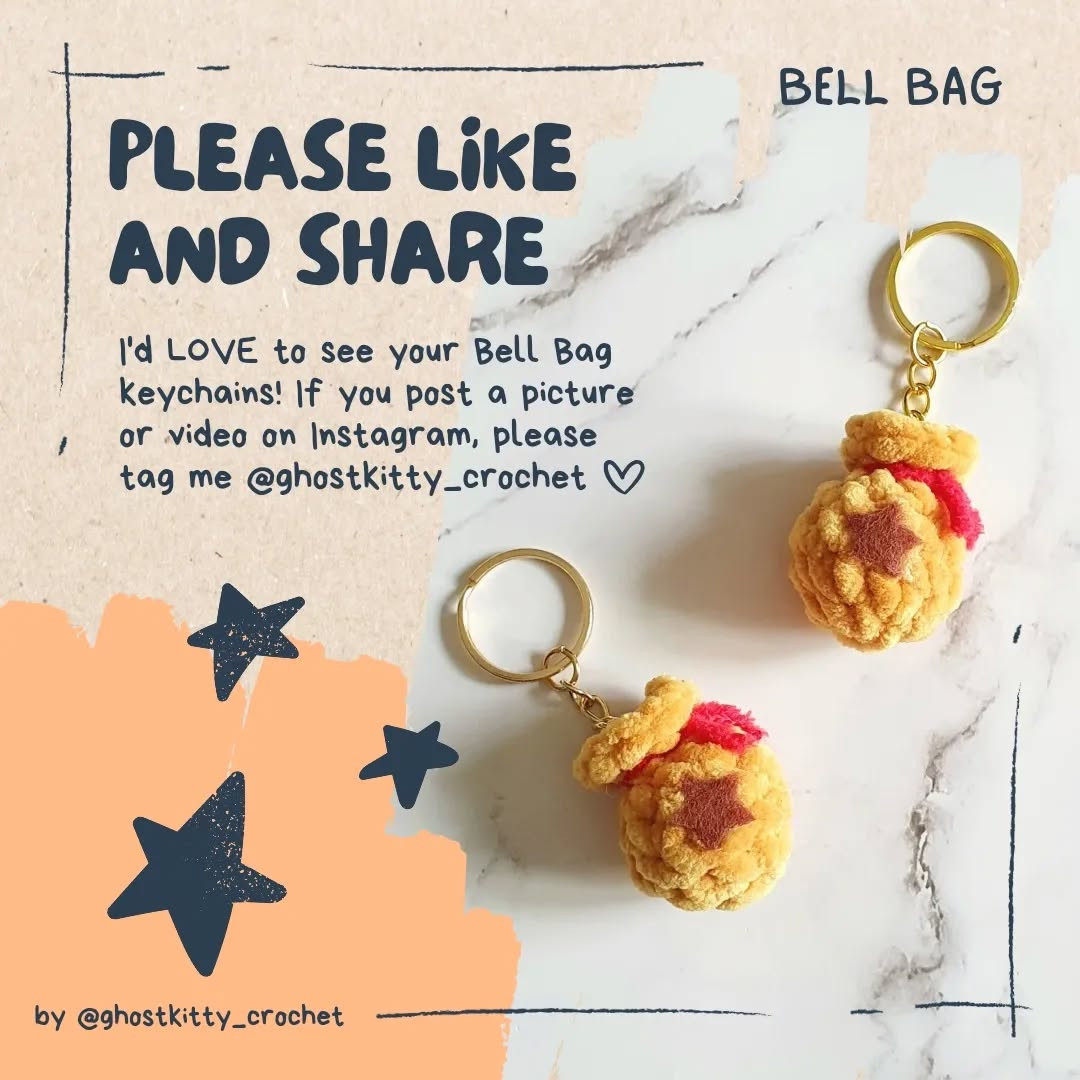 Free Crochet Pattern: Animal Crossing Bell Bag Keychain