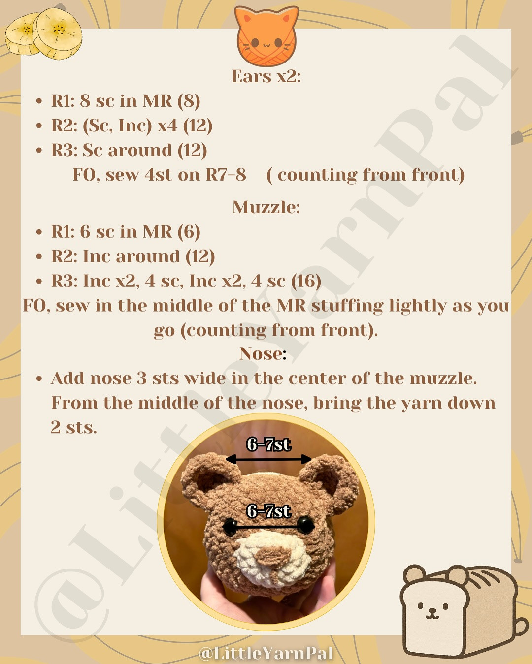 Free Crochet Pattern: Bear-Nana Bread Amigurumi