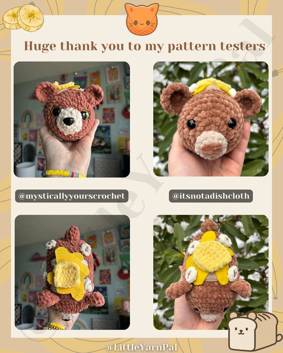 Free Crochet Pattern: Bear-Nana Bread Amigurumi