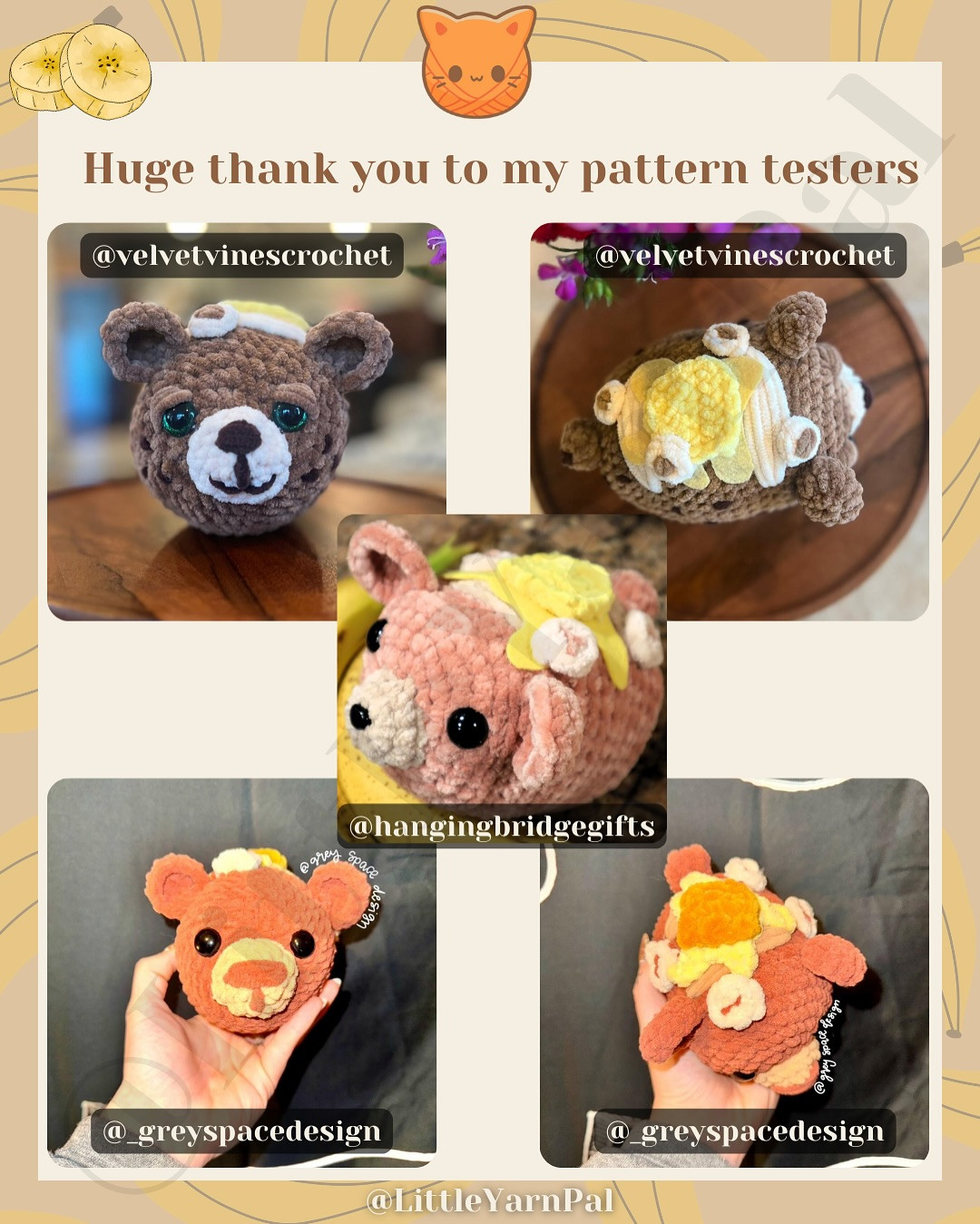 Free Crochet Pattern: Bear-Nana Bread Amigurumi