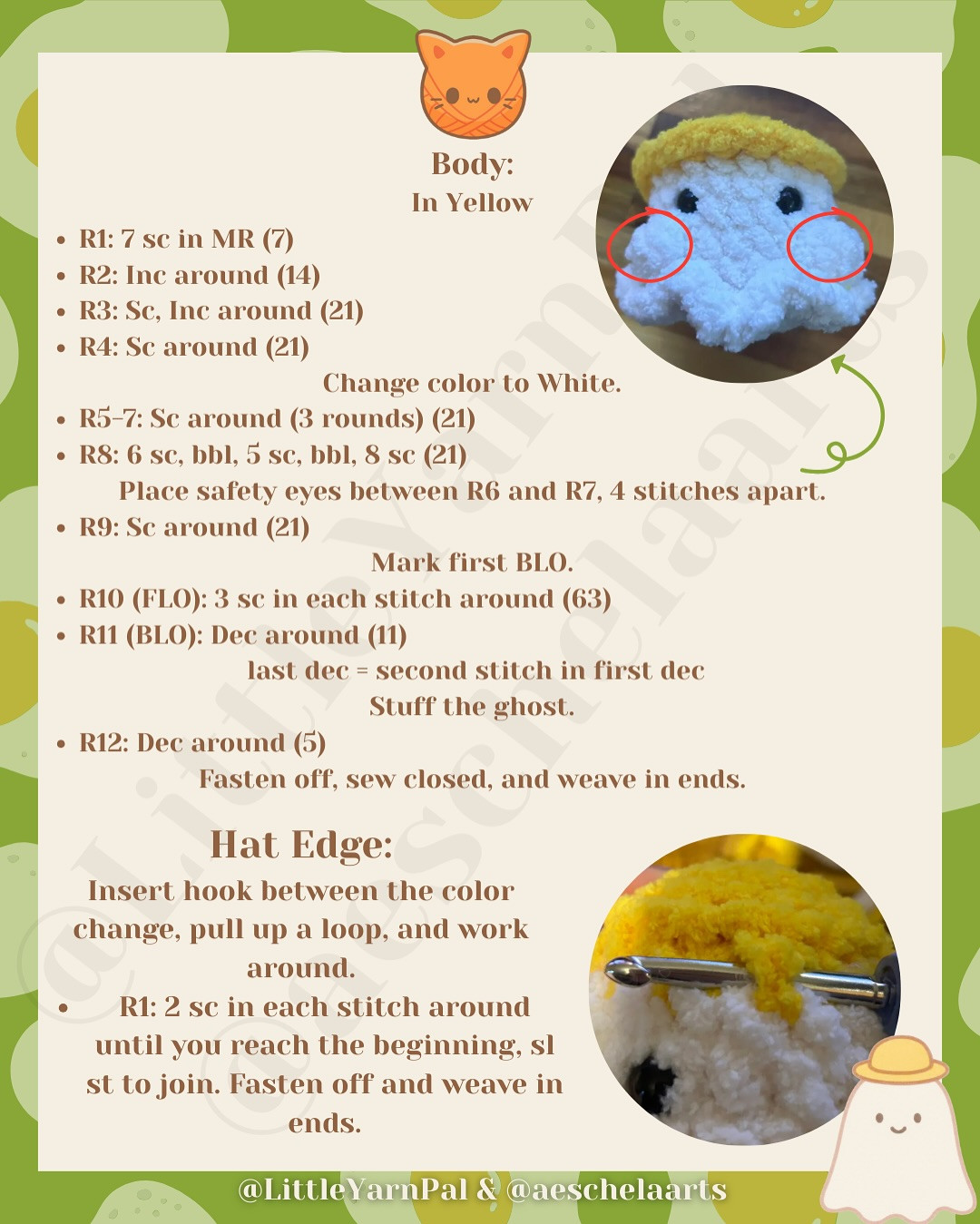 Free Crochet Pattern: Boo-nedict Egg Yolk Hat
