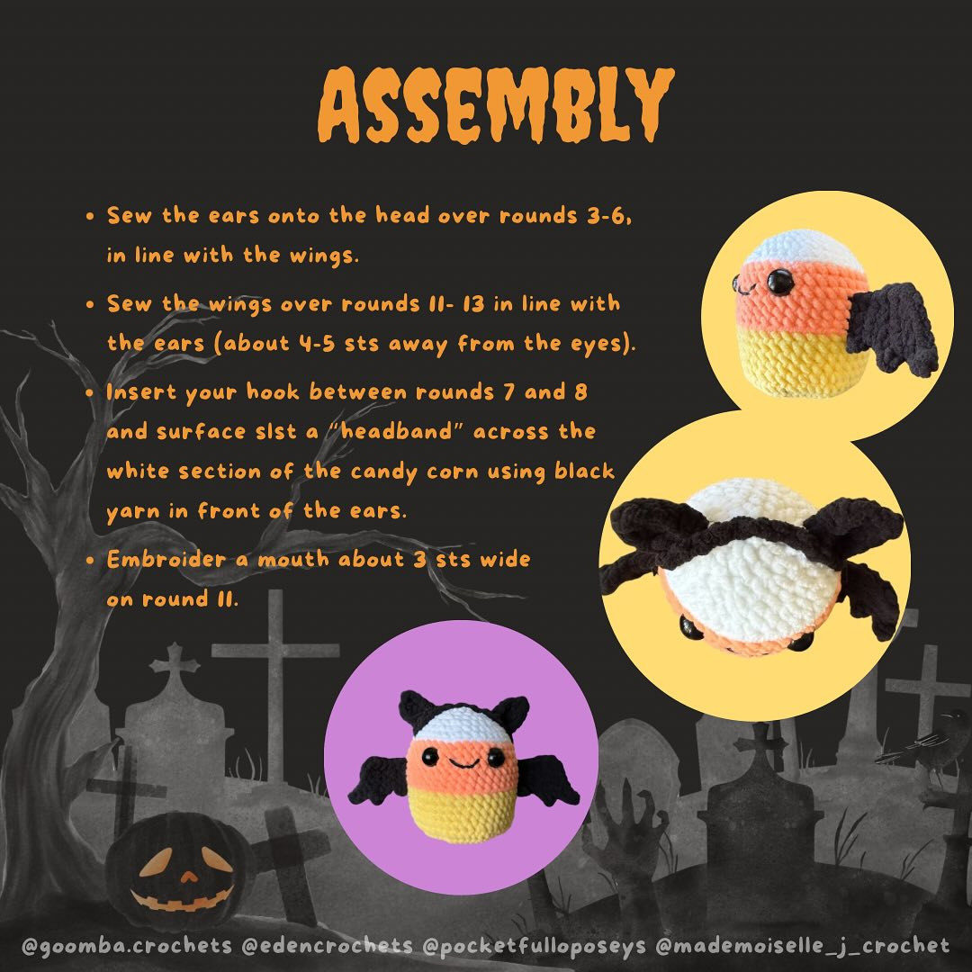 Free Crochet Pattern: Caden the Candy Corn Bat