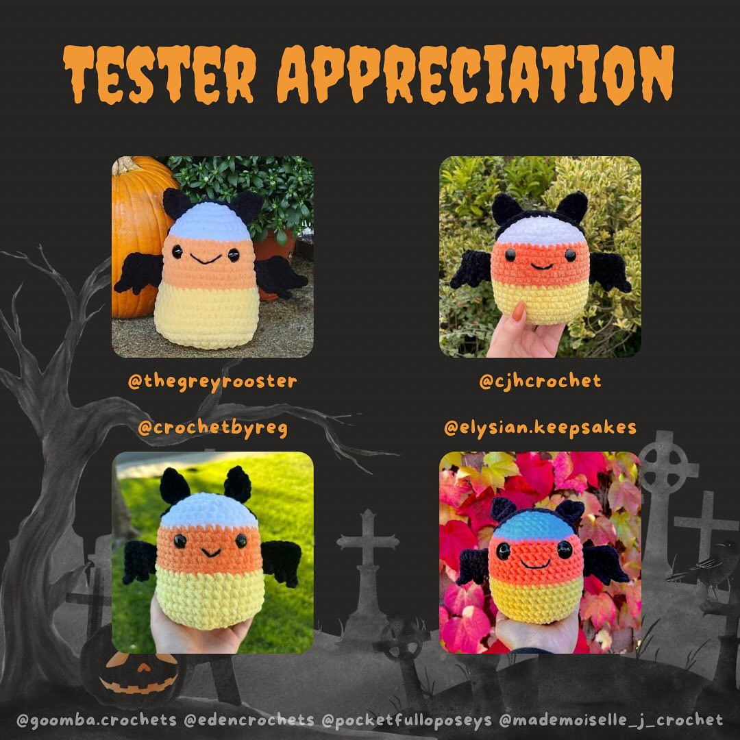 Free Crochet Pattern: Caden the Candy Corn Bat