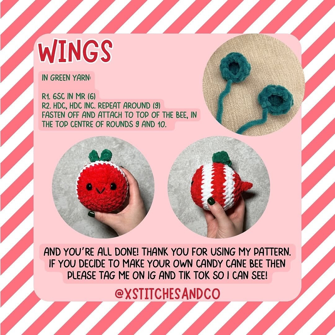 Free Crochet Pattern: Candy Cane Bee!
