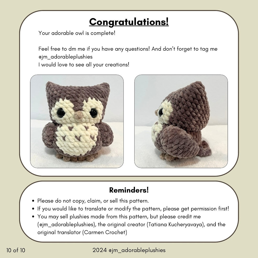 Free Crochet Pattern: Chubby Owl Plushie