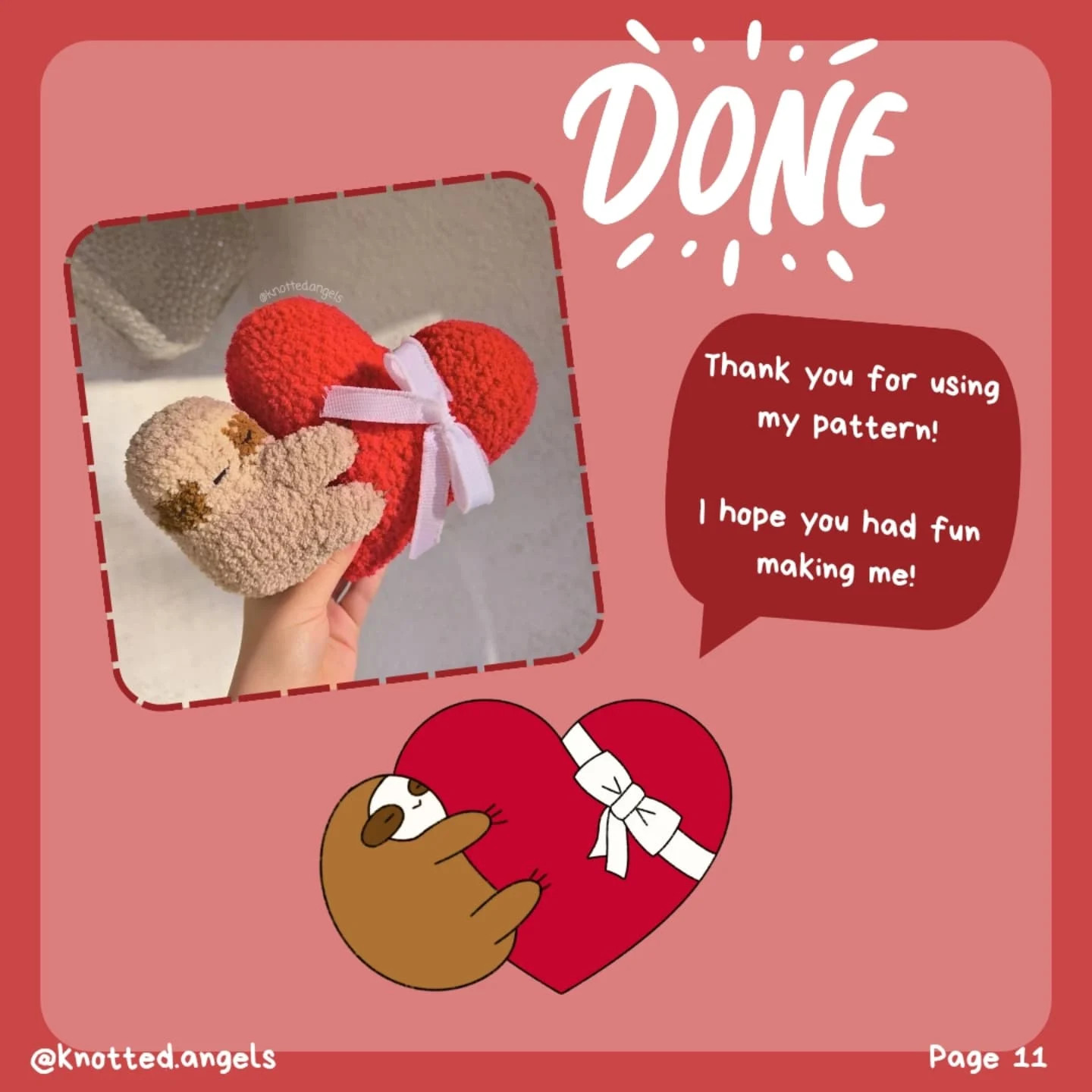 Free Crochet Pattern: Clingy Valentine's Sloth Amigurumi
