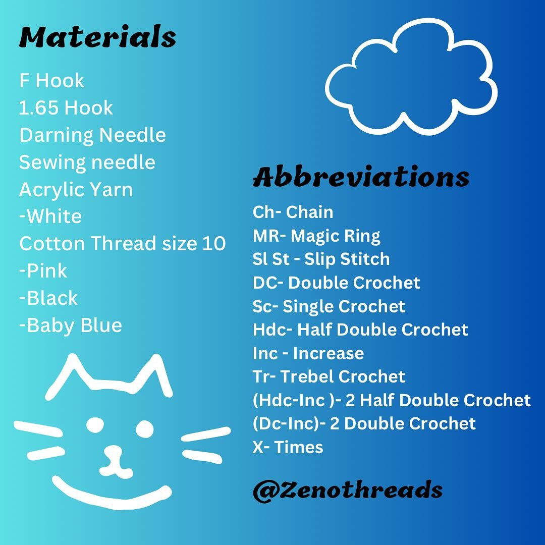 Free Crochet Pattern: Cloud and Kitty Appliqués