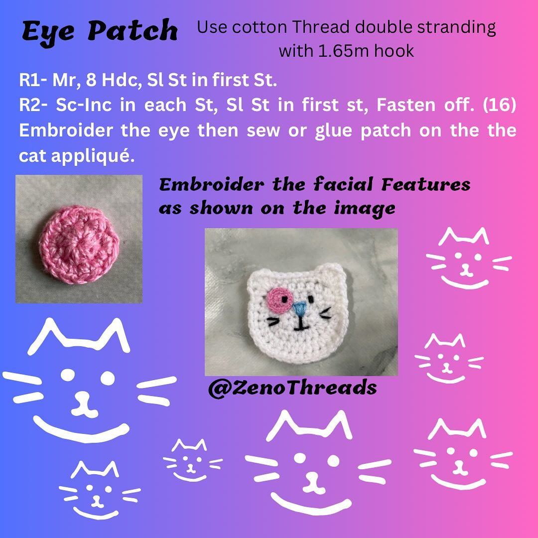 Free Crochet Pattern: Cloud and Kitty Appliqués