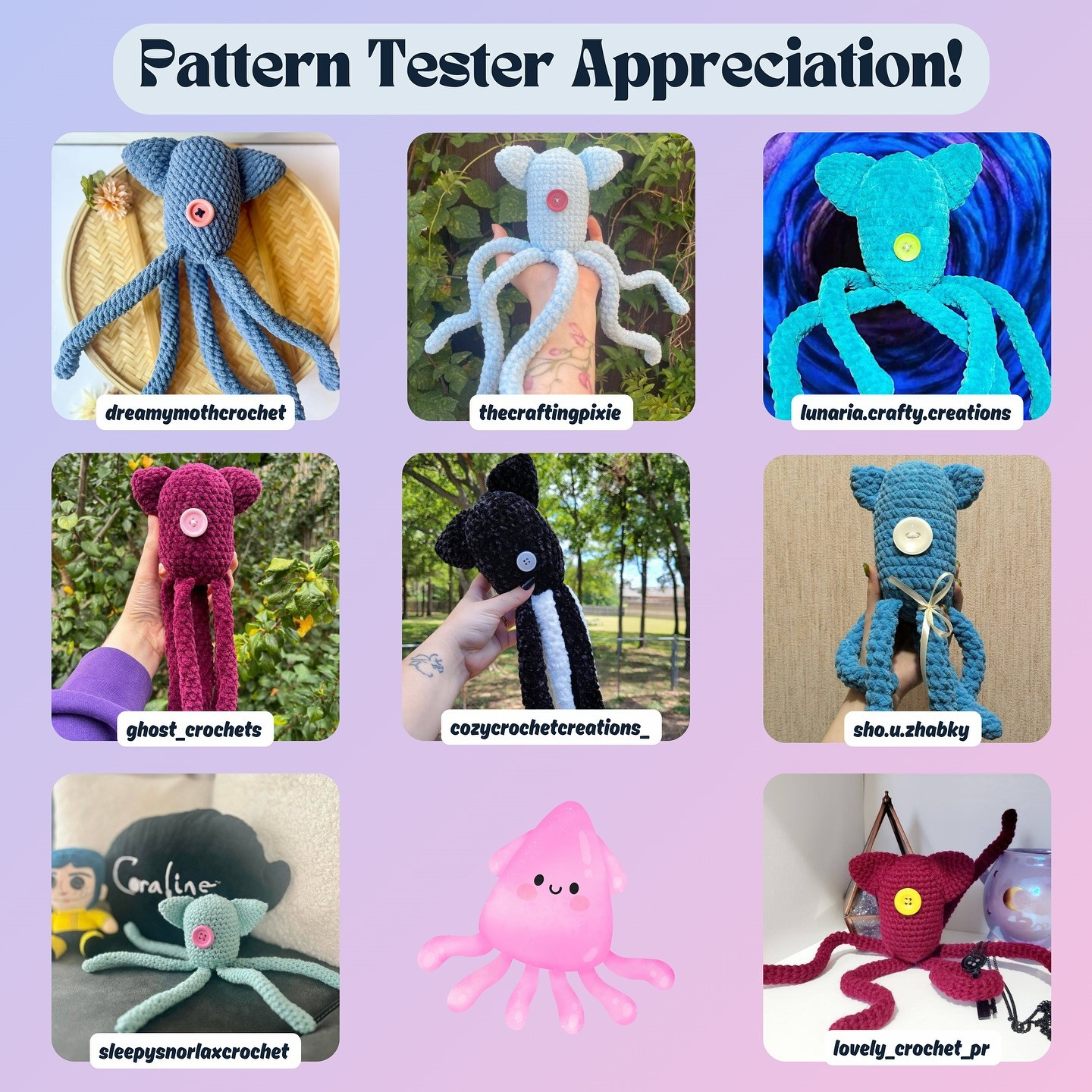 Free Crochet Pattern: Coraline Cat Squid