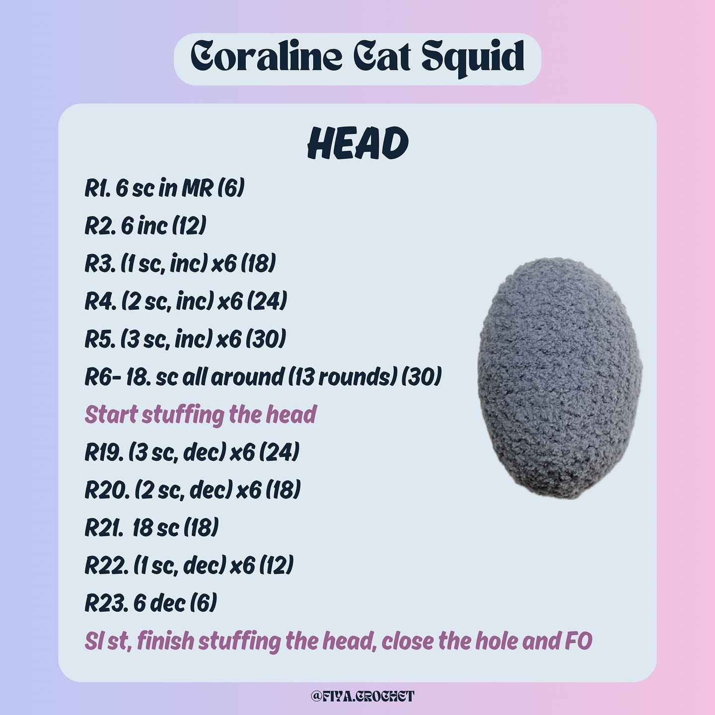 Free Crochet Pattern: Coraline Cat Squid