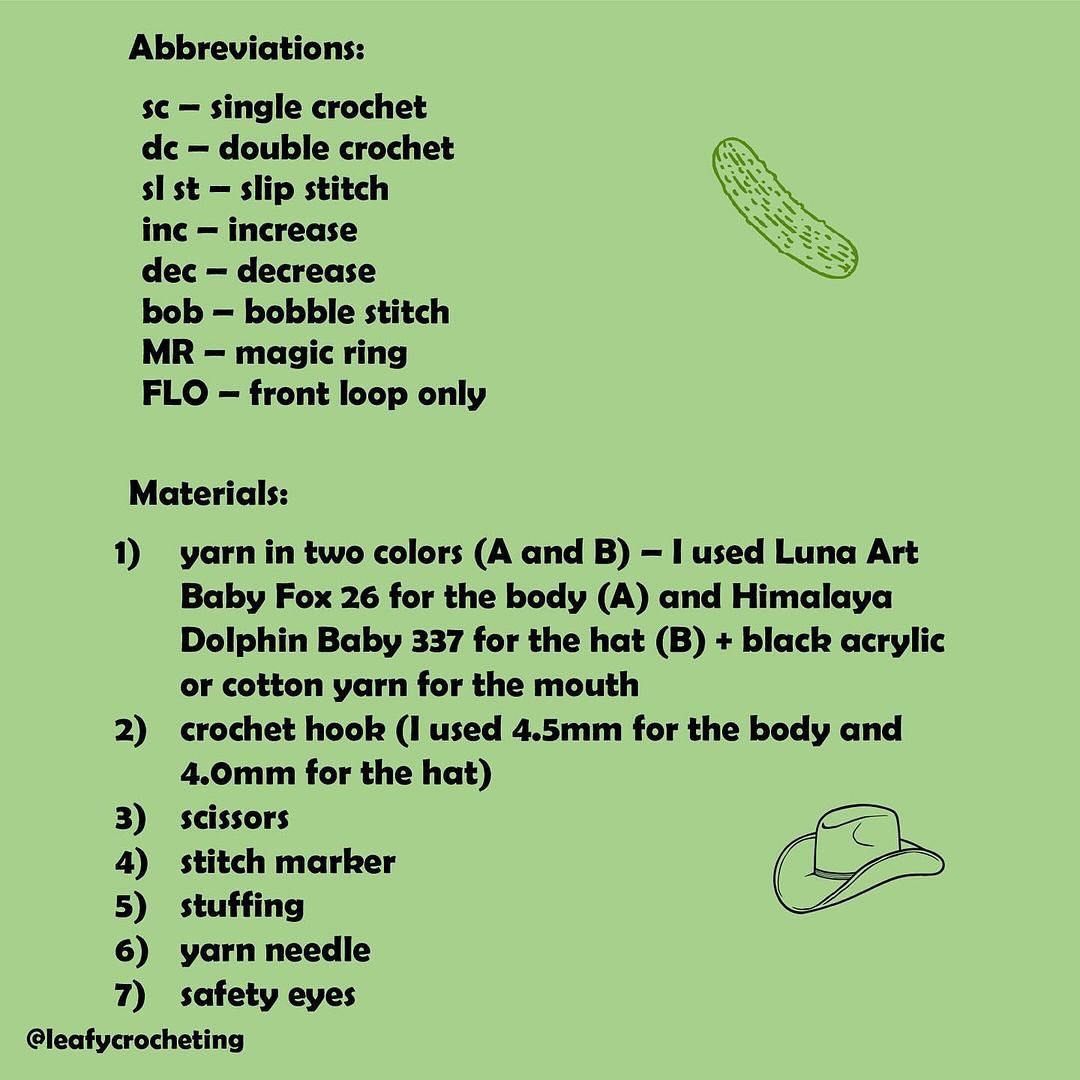 Free Crochet Pattern: Cowboy Pickle Amigurumi