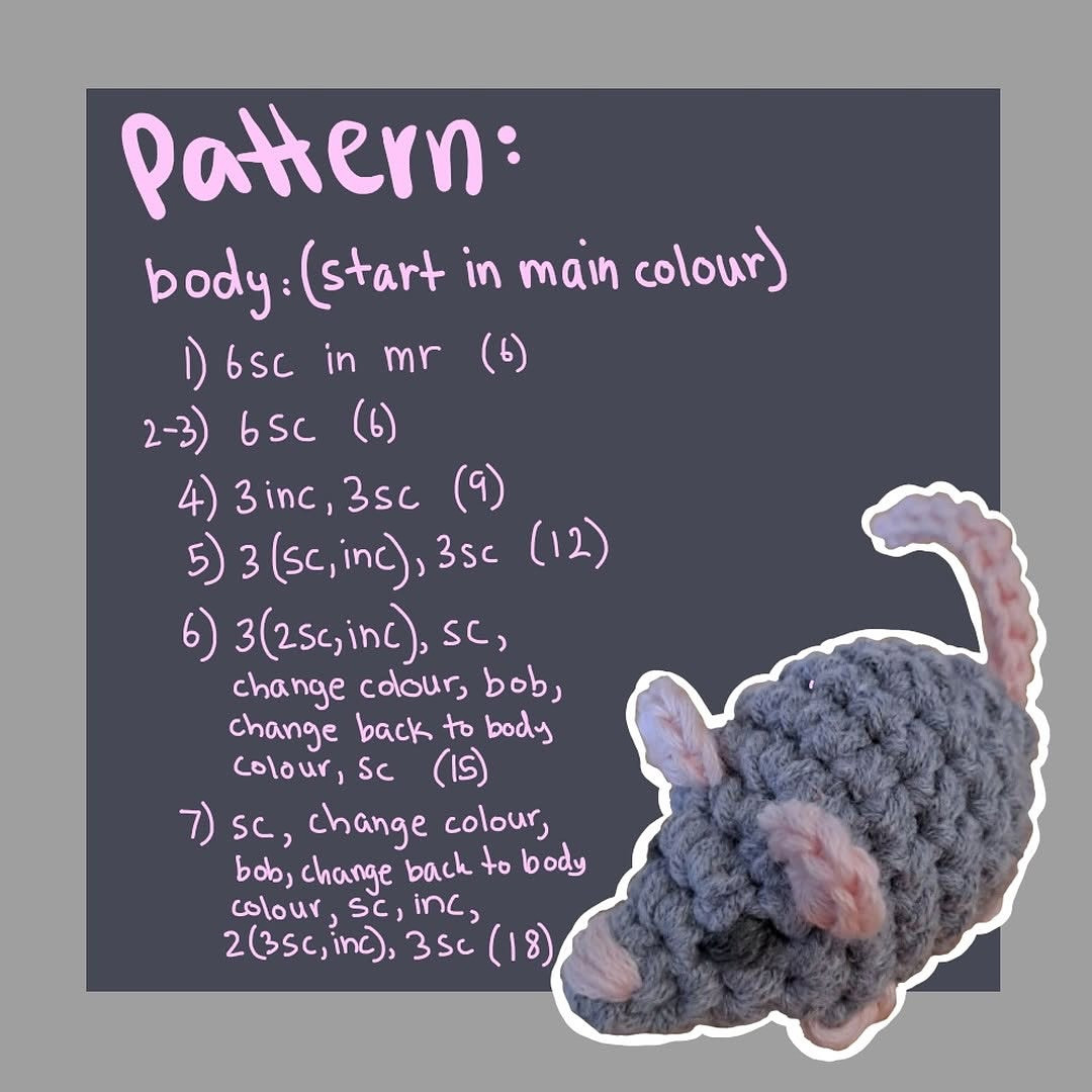 Free Crochet Pattern: Cute Rat Keychain