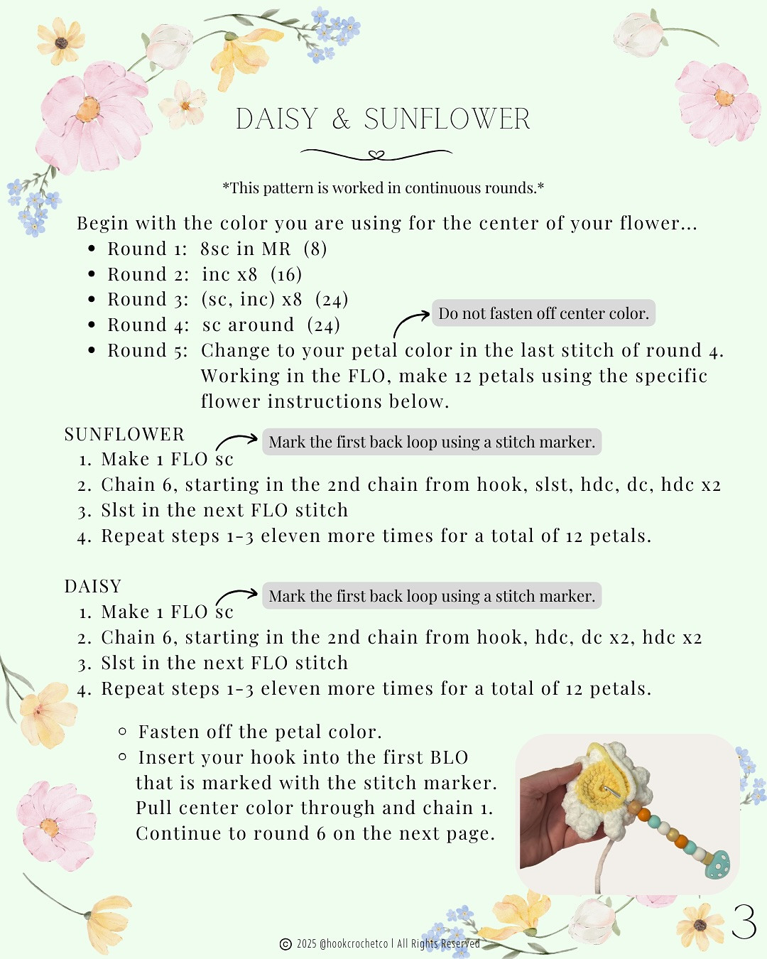 Free Crochet Pattern: Daisy & Sunflower