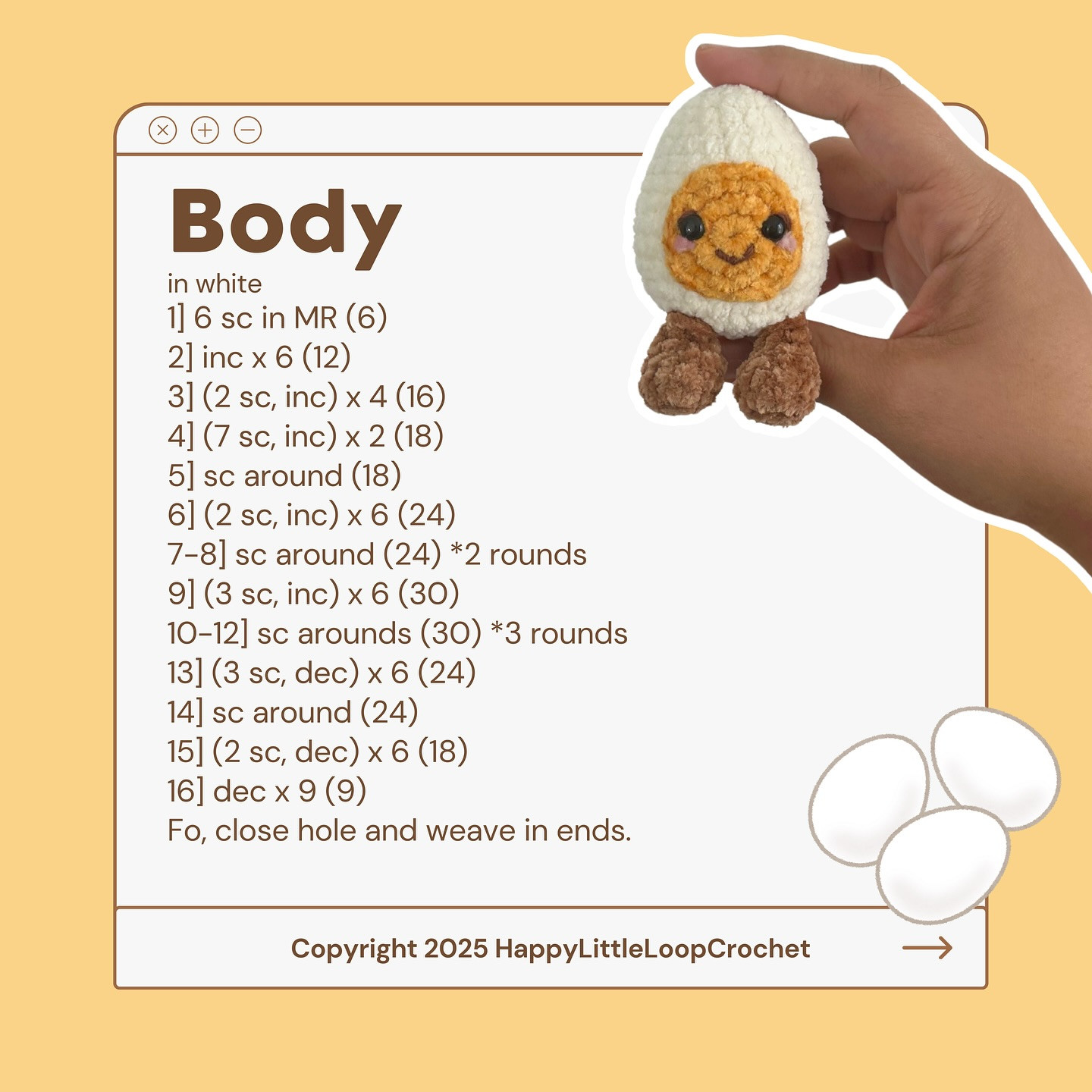 Free Crochet Pattern: Danny the Deviled Egg Amigurumi