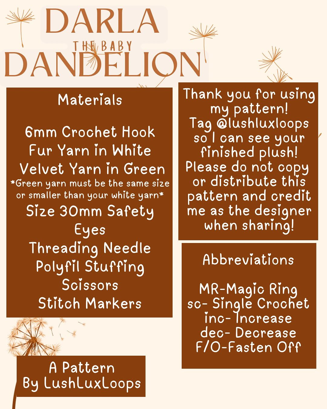Free Crochet Pattern: Darla the Baby Dandelion Amigurumi