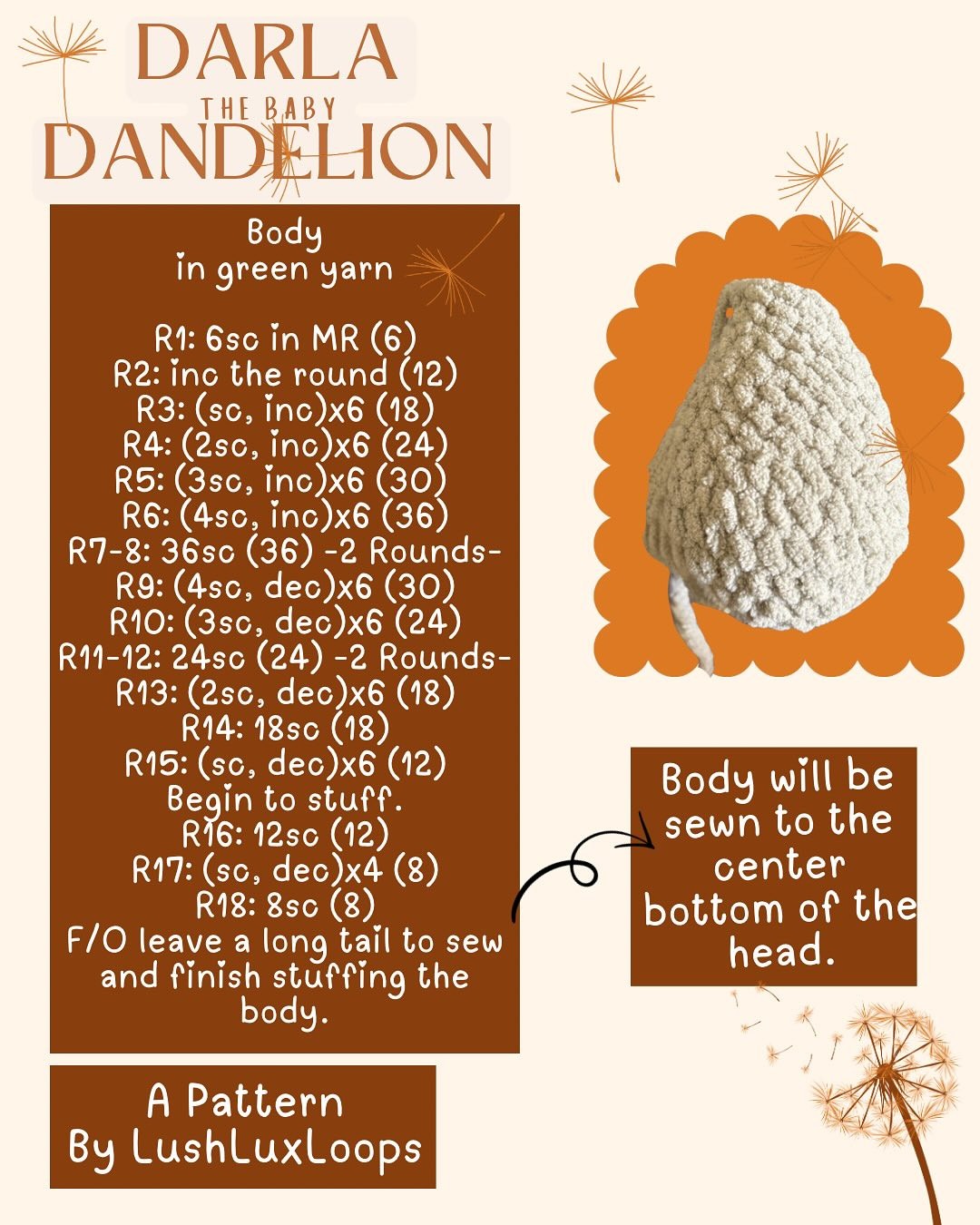 Free Crochet Pattern: Darla the Baby Dandelion Amigurumi