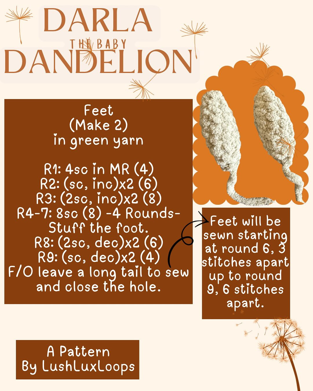 Free Crochet Pattern: Darla the Baby Dandelion Amigurumi