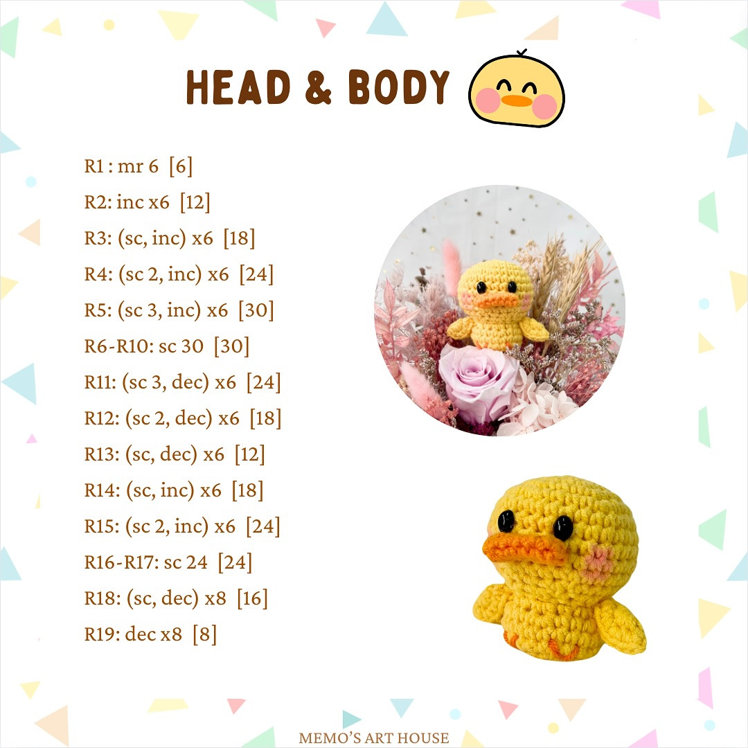 Free Crochet Pattern: Denden the Duck in a Rose Basket