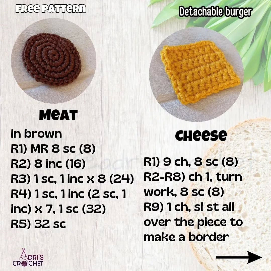 Free Crochet Pattern: Detachable Burger Amigurumi