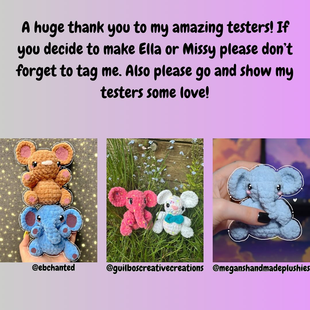 Free Crochet Pattern: Ella the Elephant & Missy the Mouse