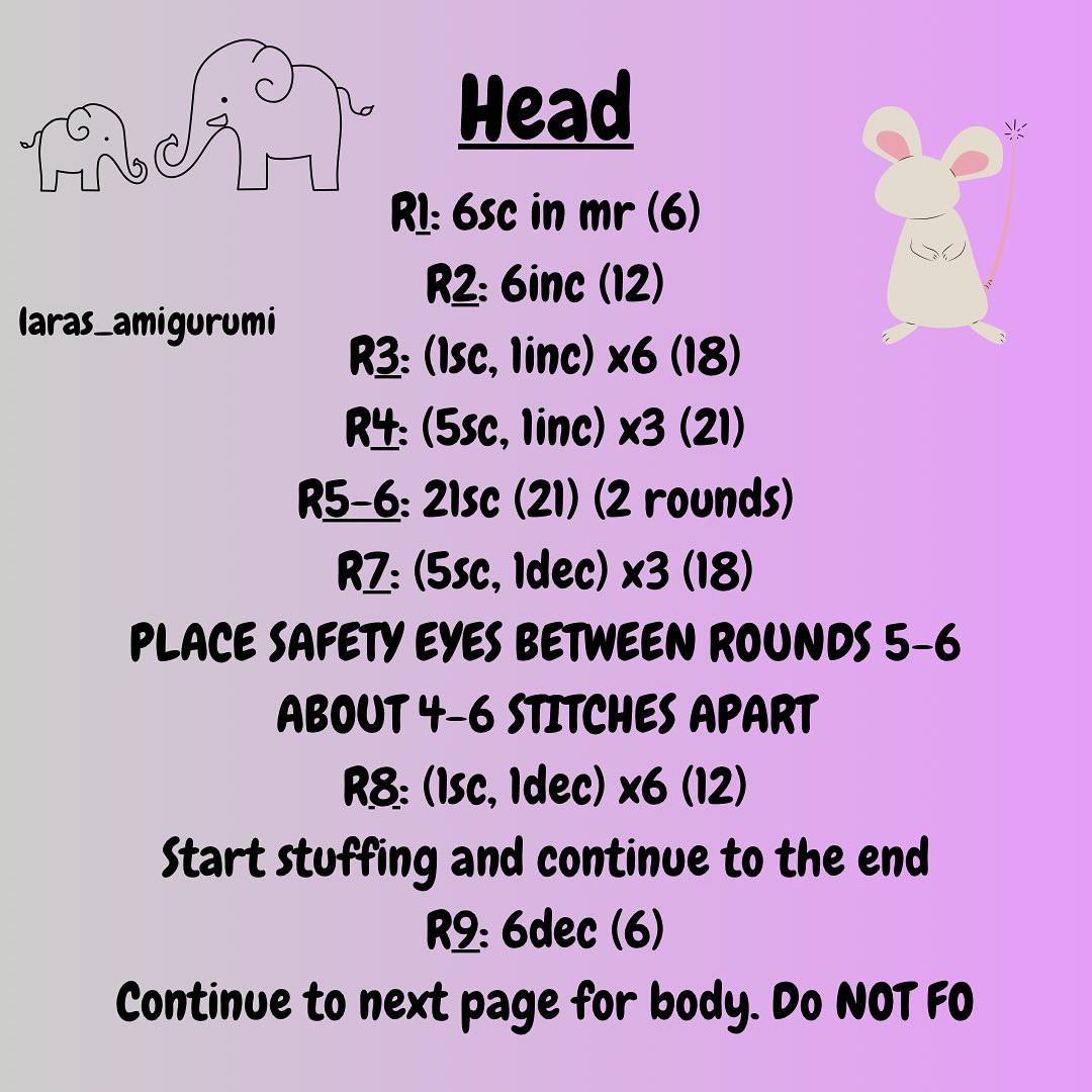 Free Crochet Pattern: Ella the Elephant & Missy the Mouse