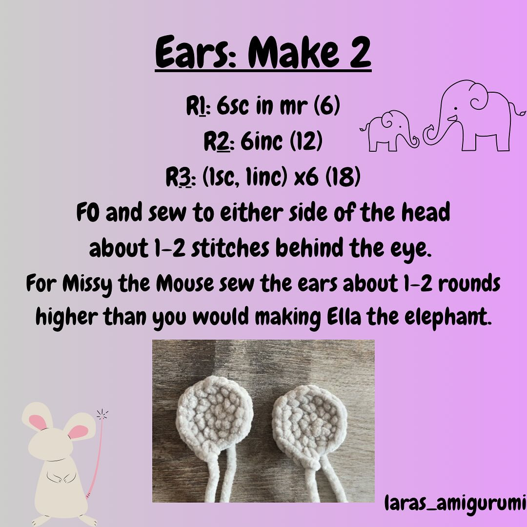 Free Crochet Pattern: Ella the Elephant & Missy the Mouse