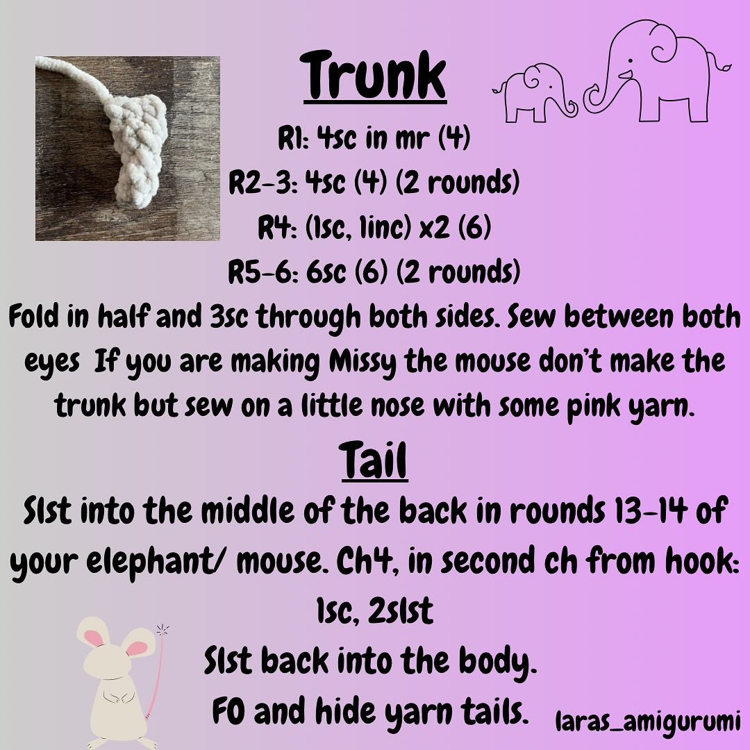 Free Crochet Pattern: Ella the Elephant & Missy the Mouse
