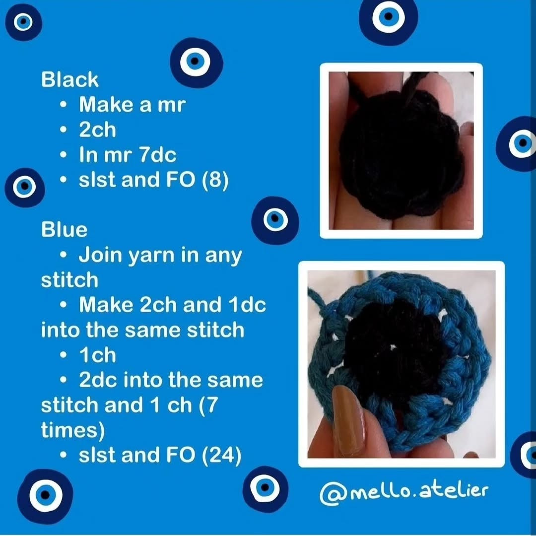 Free Crochet Pattern: Evil Eye Granny Square