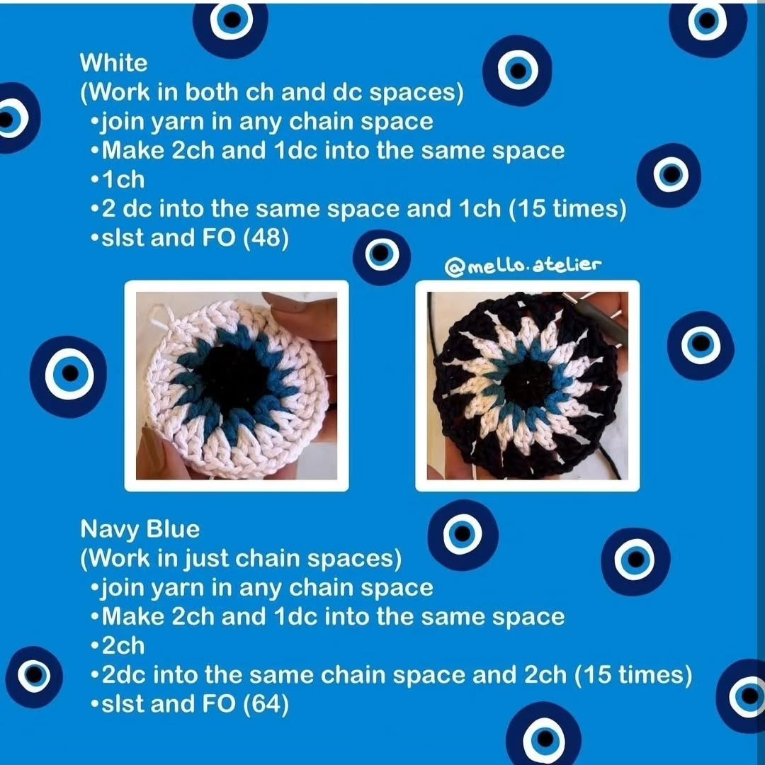 Free Crochet Pattern: Evil Eye Granny Square