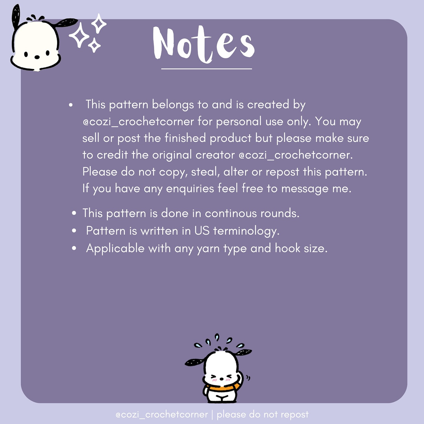 Free Crochet Pattern: Excited Pochacco Amigurumi
