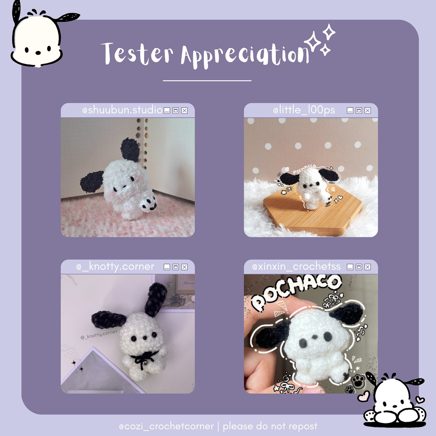 Free Crochet Pattern: Excited Pochacco Amigurumi