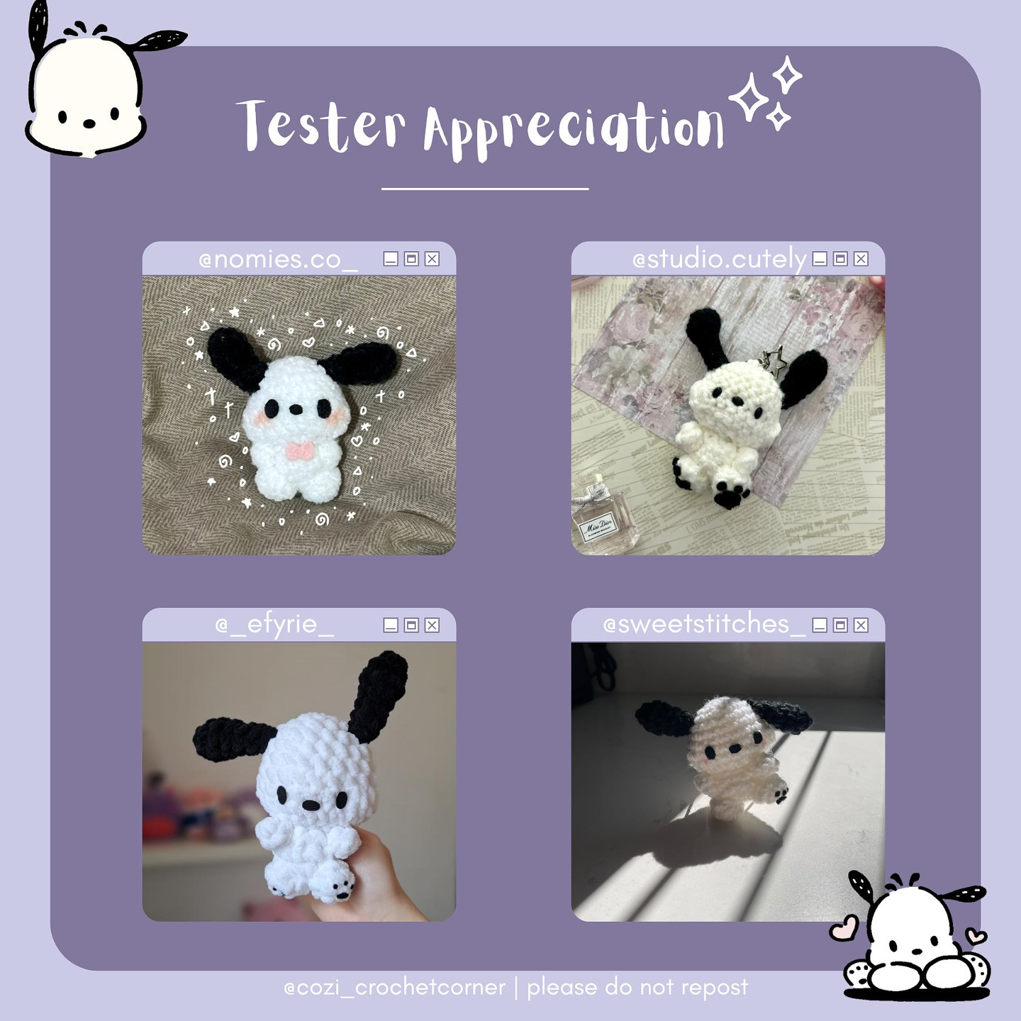 Free Crochet Pattern: Excited Pochacco Amigurumi