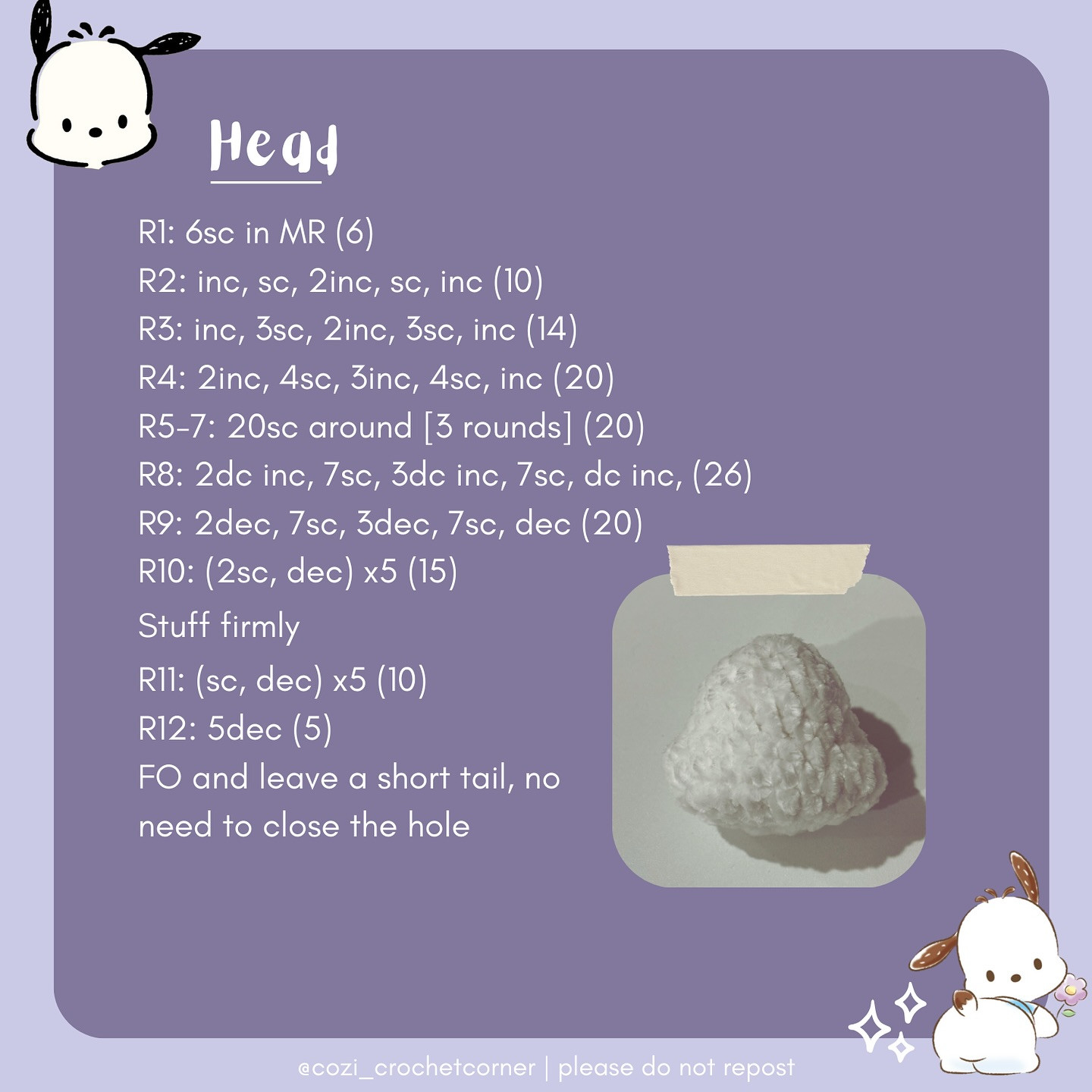 Free Crochet Pattern: Excited Pochacco Amigurumi