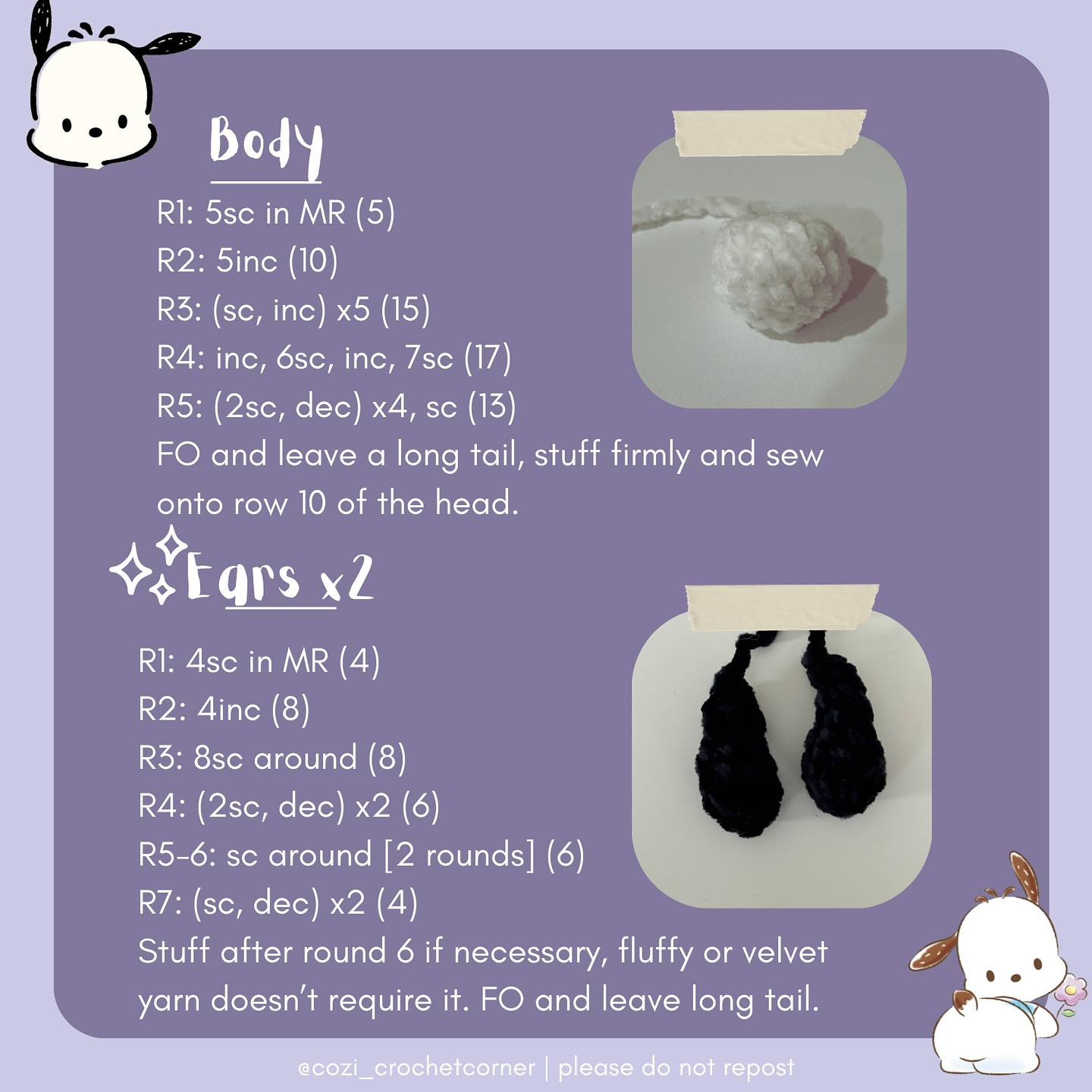 Free Crochet Pattern: Excited Pochacco Amigurumi