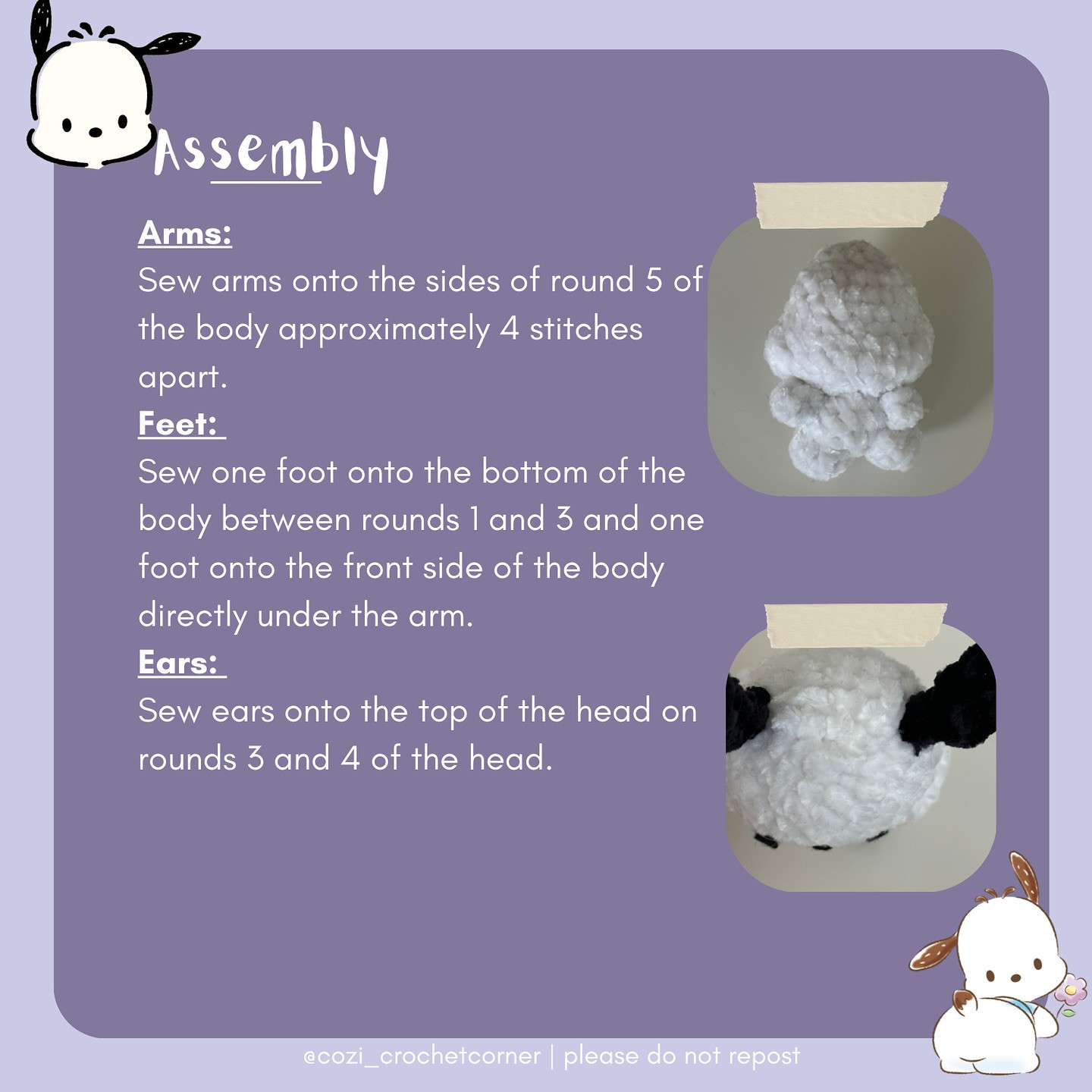 Free Crochet Pattern: Excited Pochacco Amigurumi