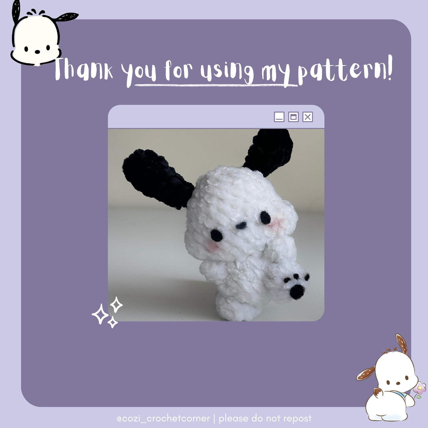 Free Crochet Pattern: Excited Pochacco Amigurumi