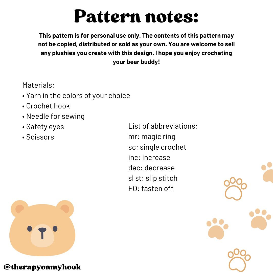 Free Crochet Pattern: Flat Bear Buddy