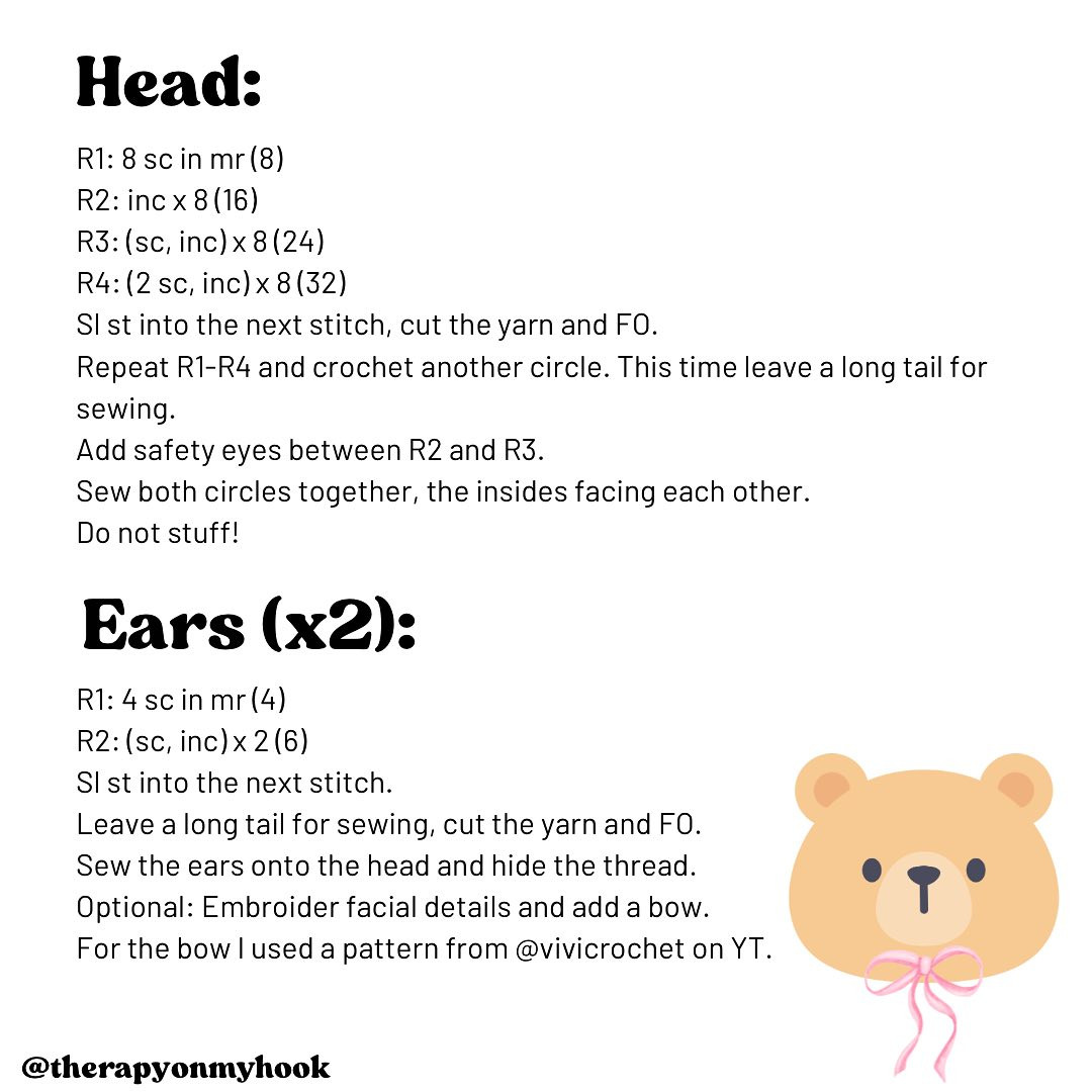Free Crochet Pattern: Flat Bear Buddy