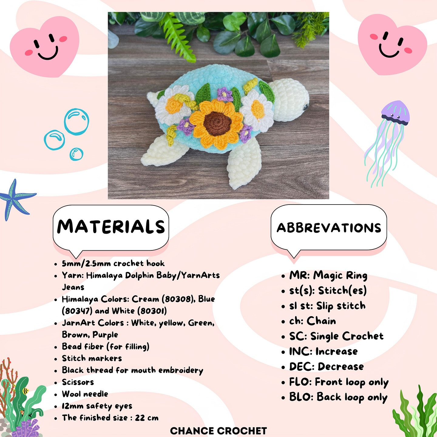 Free Crochet Pattern: Flower-adorned Turtle Amigurumi