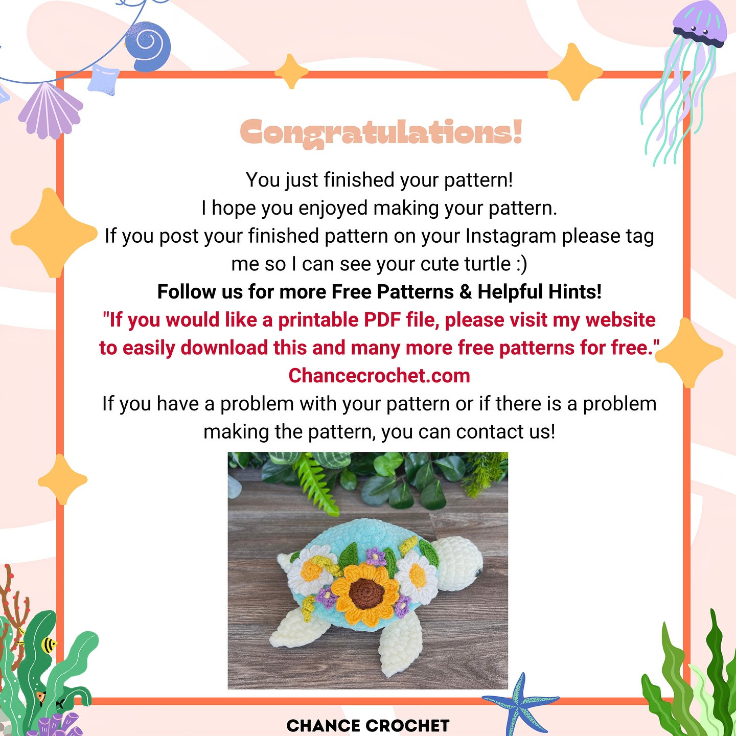 Free Crochet Pattern: Flower-adorned Turtle Amigurumi