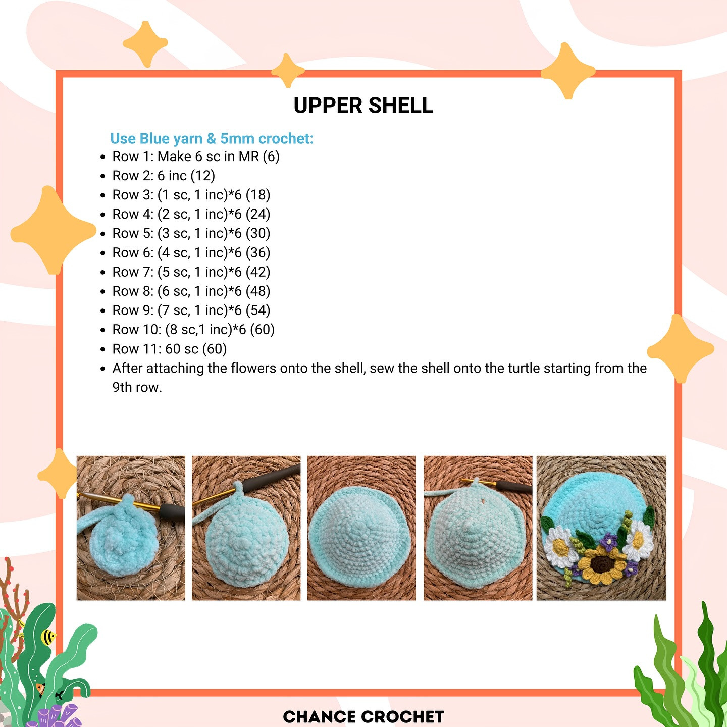 Free Crochet Pattern: Flower-adorned Turtle Amigurumi