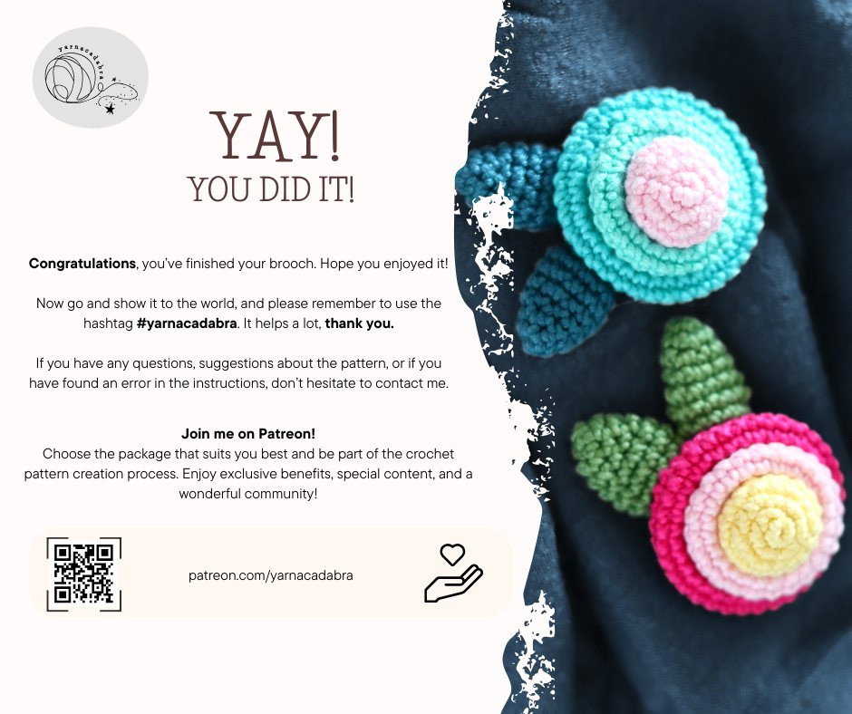 Free Crochet Pattern: Flower Brooch