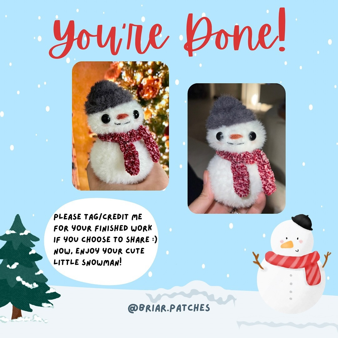 Free Crochet Pattern: Fluffy Snowman Amigurumi