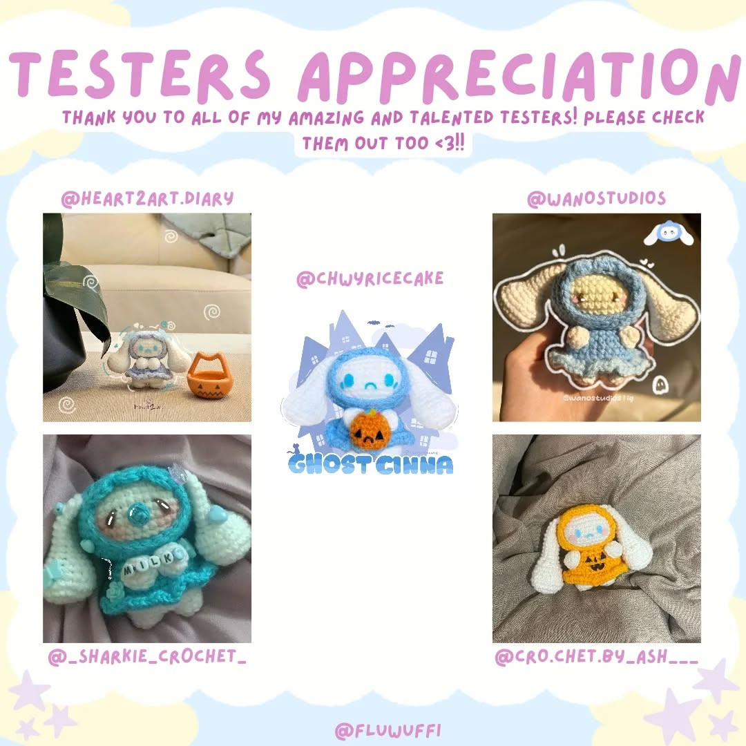 Free Crochet Pattern: Ghost Cinnamoroll Amigurumi
