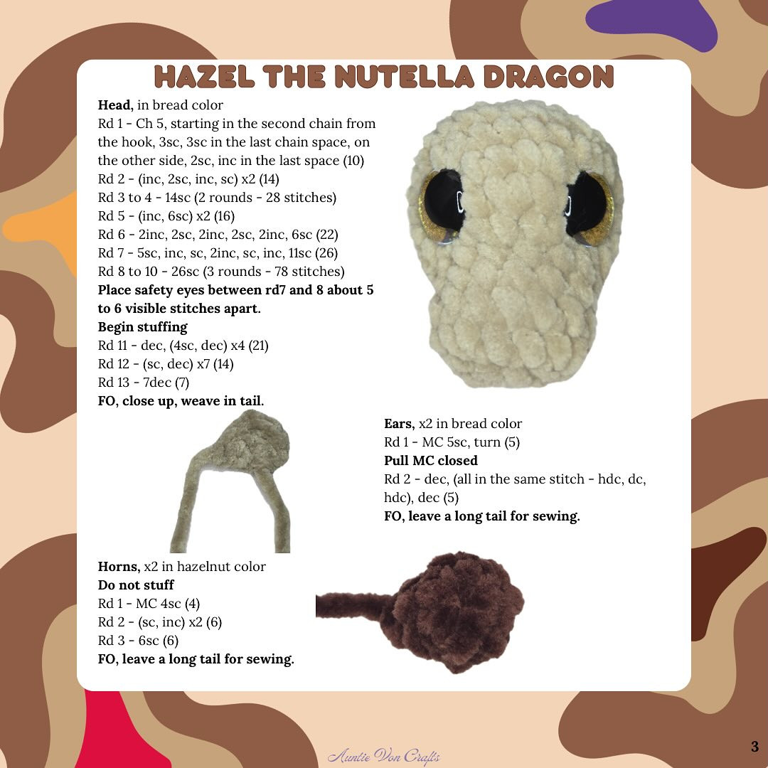 Free Crochet Pattern: Hazel the Nutella Dragon