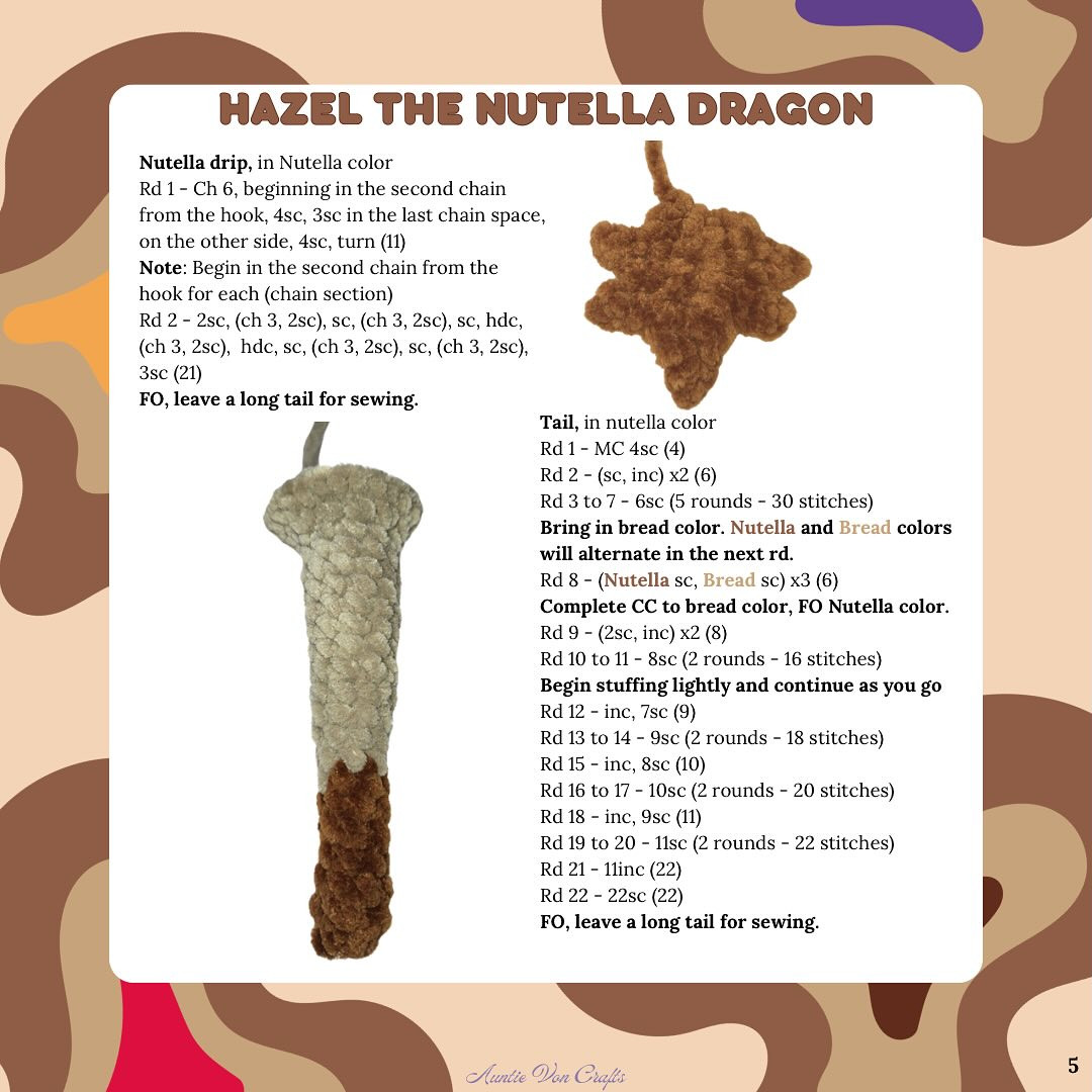 Free Crochet Pattern: Hazel the Nutella Dragon