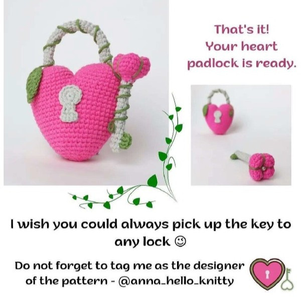Free Crochet Pattern: Heart Padlock & Key