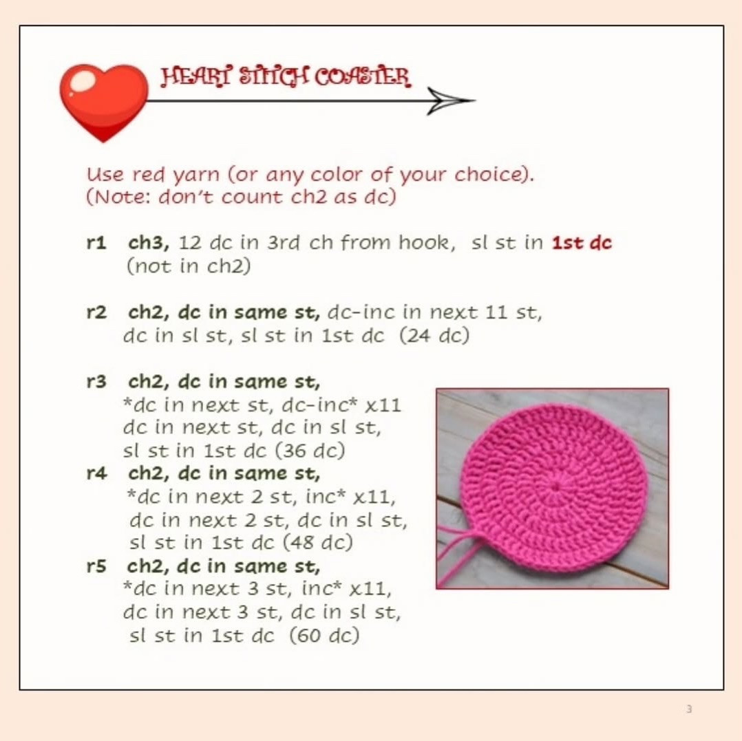Free Crochet Pattern: Heart Stitch Coaster